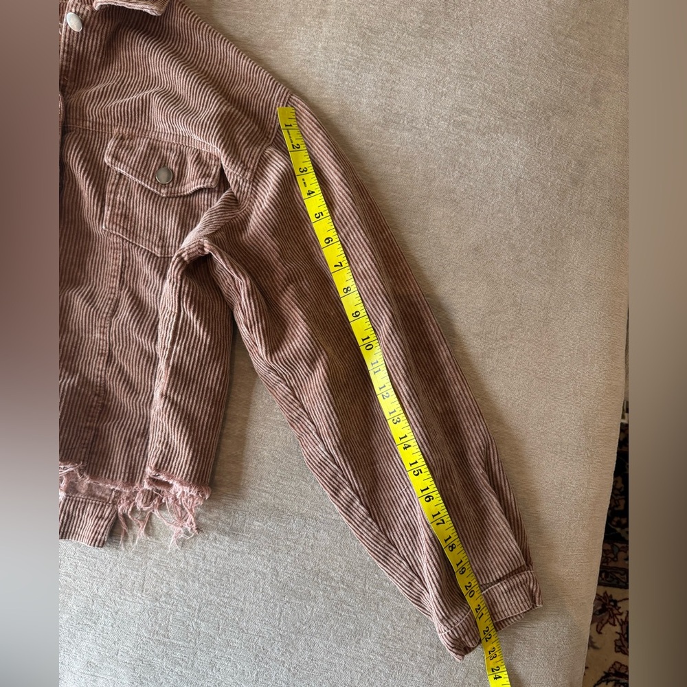 POL Corduroy Button Up Jacket Brown Raw Hem Western Fall Boho Style Women’s M - Picture 12 of 12
